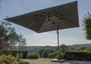 Bramblecrest Truro 3m Square Side Post Parasol w/ LED & Cover Grey | Local Delivery Only